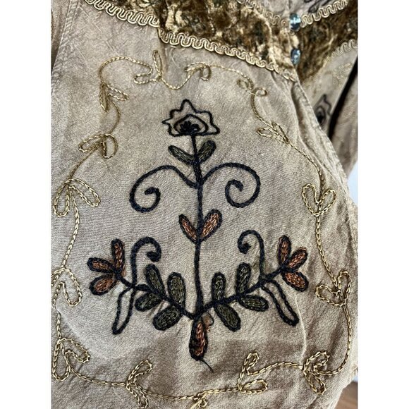 Erika Brooke Top Women 48 Brown Animal Print Velvet Boho Western Retro 80s Twee - Picture 7 of 13